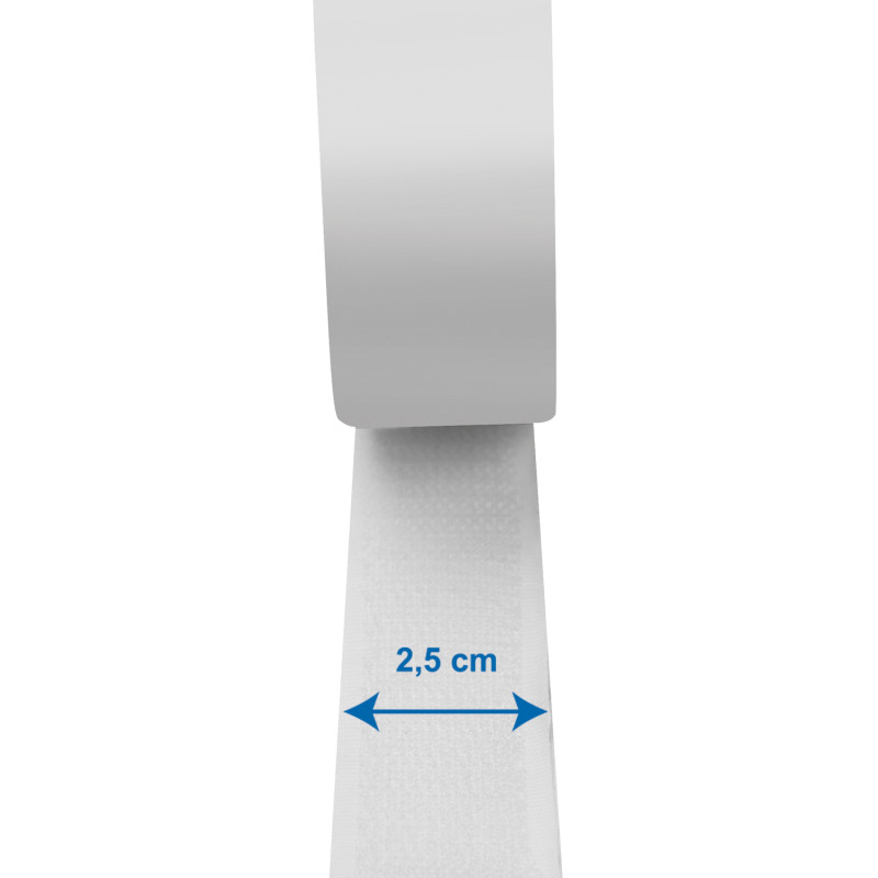 Produktbild för Kardborreband dubbelsidig 25mm 5 meter Vit