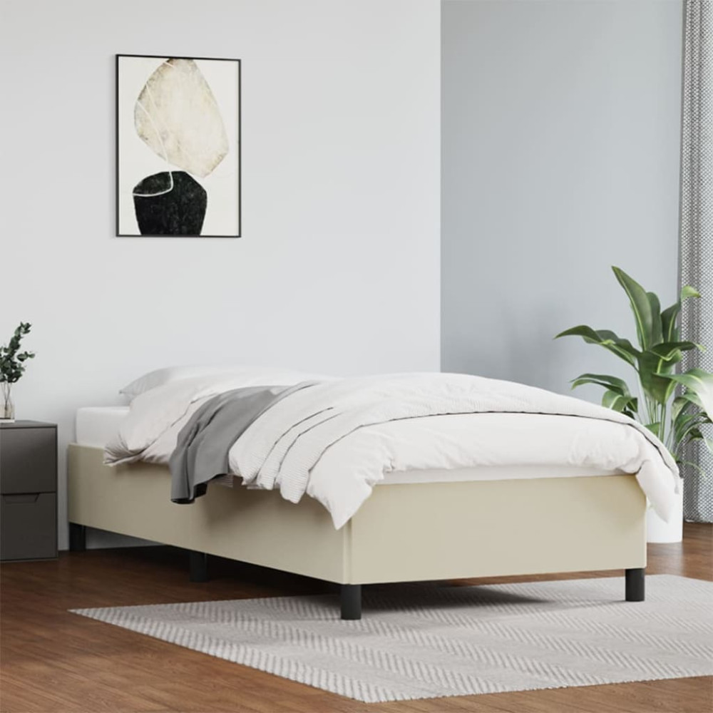 Produktbild för Sängram gräddvit 90x190 cm konstläder