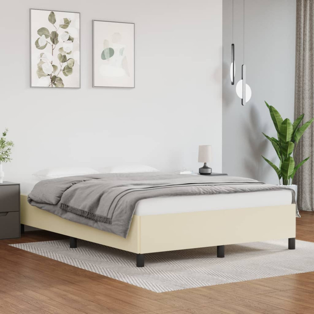 Produktbild för Sängram gräddvit 140x200 cm konstläder