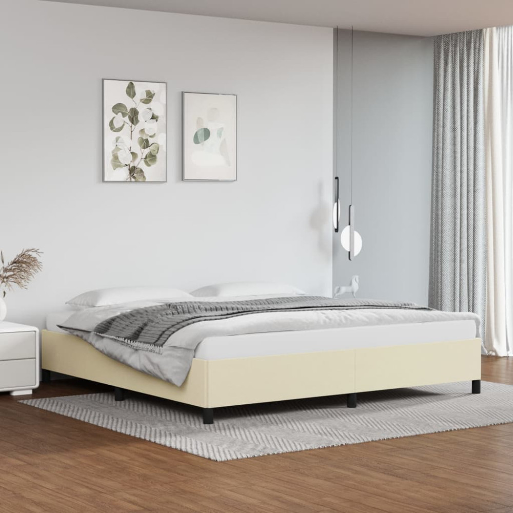 Produktbild för Sängram gräddvit 200x200 cm konstläder