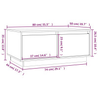 Produktbild för Soffbord vit 80x50x35 cm massiv furu