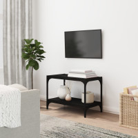 Produktbild för Tv-bänk svart 60x33x41 cm Konstruerat trä och stål