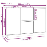 Produktbild för Skänk honungsbrun 111x34x75 cm massiv furu