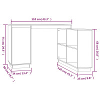 Produktbild för Skrivbord vit 110x50x75 cm massiv furu