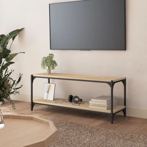 vidaXL Tv-bänk sonoma-ek 100x33x41 cm konstruerat trä och stål - Tv-Bänkar