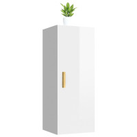Miniatyr av produktbild för Väggskåp vit högglans 34,5x34x90 cm konstruerat trä