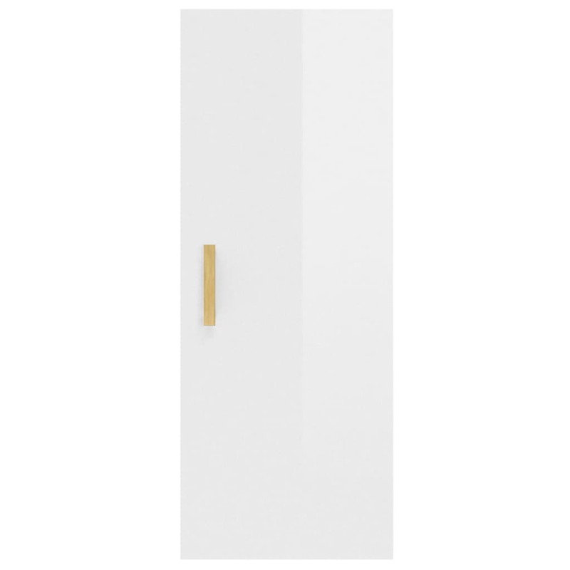 Produktbild för Väggskåp vit högglans 34,5x34x90 cm konstruerat trä
