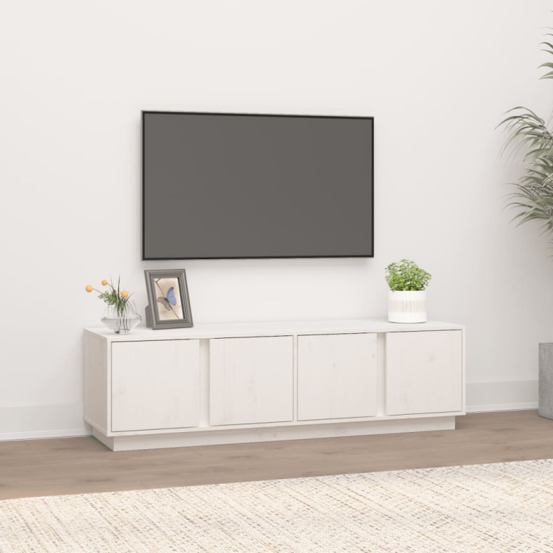 Produktbild för Tv-bänk vit 140x40x40 cm massiv furu