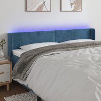 Produktbild för Sänggavel LED mörkblå 183x16x78/88 cm sammet