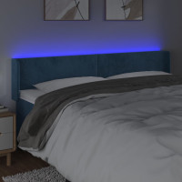 Produktbild för Sänggavel LED mörkblå 183x16x78/88 cm sammet