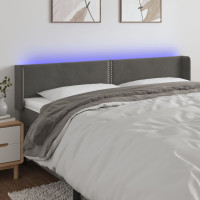 Produktbild för Sänggavel LED mörkgrå 183x16x78/88 cm sammet