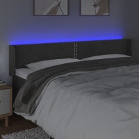 Produktbild för Sänggavel LED mörkgrå 183x16x78/88 cm sammet