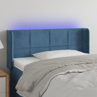 Produktbild för Sänggavel LED Mörkblå 93x16x78/88 cm sammet