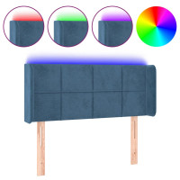 Produktbild för Sänggavel LED Mörkblå 93x16x78/88 cm sammet