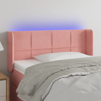 Produktbild för Sänggavel LED rosa 103x16x78/88 cm sammet