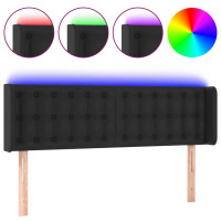 Produktbild för Sänggavel LED svart 147x16x78/88 cm konstläder