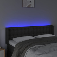 Produktbild för Sänggavel LED svart 147x16x78/88 cm konstläder