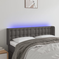 Produktbild för Sänggavel LED grå 147x16x78/88 cm konstläder