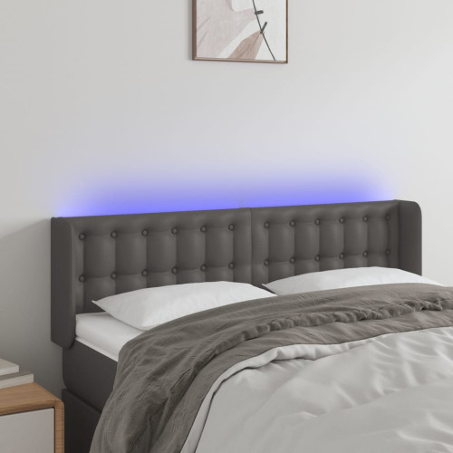 vidaXL Sänggavel LED grå 147x16x78/88 cm konstläder