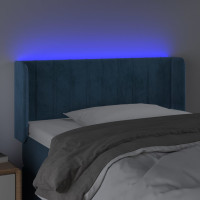 Produktbild för Sänggavel LED mörkblå 103x16x78/88 cm sammet