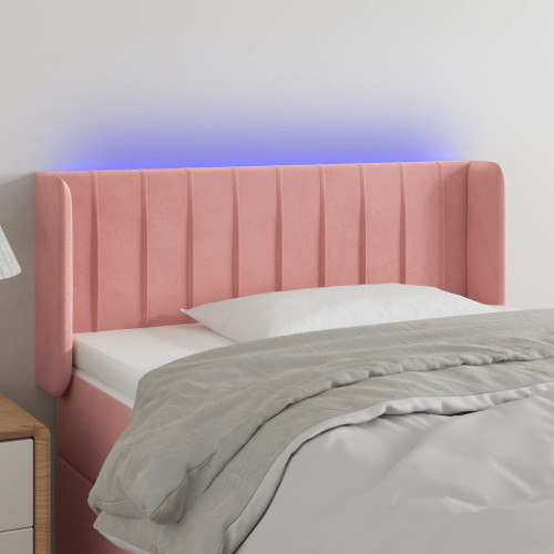 vidaXL Sänggavel LED rosa 103x16x78/88 cm sammet