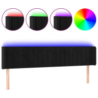 Produktbild för Sänggavel LED svart 183x16x78/88 cm sammet