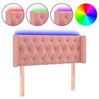 Produktbild för Sänggavel LED rosa 93x16x78/88 cm sammet