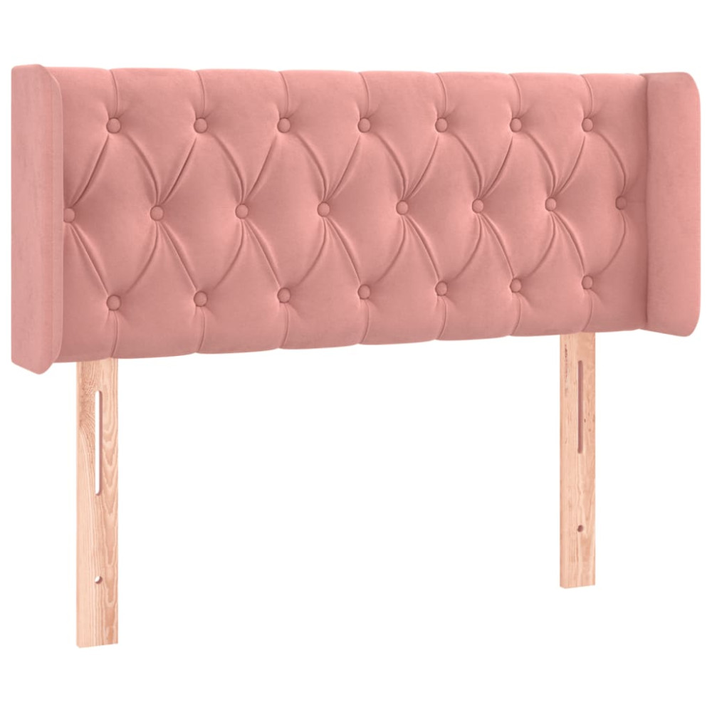 Produktbild för Sänggavel LED rosa 93x16x78/88 cm sammet