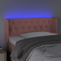 Produktbild för Sänggavel LED rosa 93x16x78/88 cm sammet