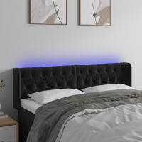 Produktbild för Sänggavel LED svart 163x16x78/88 cm sammet