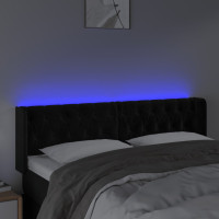 Produktbild för Sänggavel LED svart 163x16x78/88 cm sammet