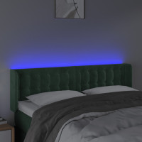 Produktbild för Sänggavel LED mörkgrön 147x16x78/88 cm sammet