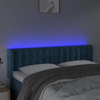 Produktbild för Sänggavel LED mörkblå 147x16x78/88 cm sammet