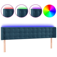 Produktbild för Sänggavel LED mörkblå 183x16x78/88 cm sammet