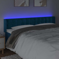 Produktbild för Sänggavel LED mörkblå 183x16x78/88 cm sammet