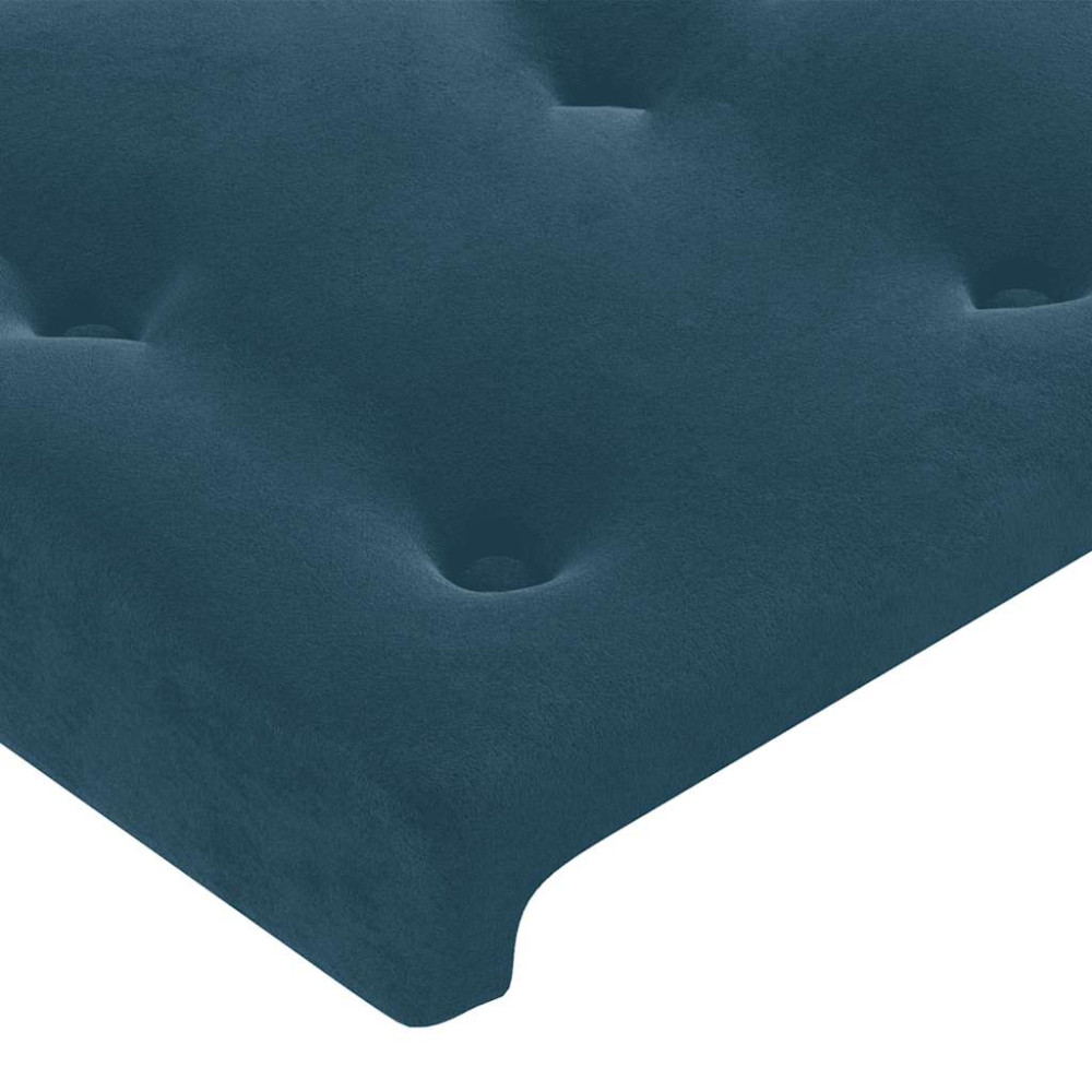 Produktbild för Sänggavel LED mörkblå 183x16x78/88 cm sammet
