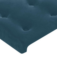Produktbild för Sänggavel LED mörkblå 183x16x78/88 cm sammet
