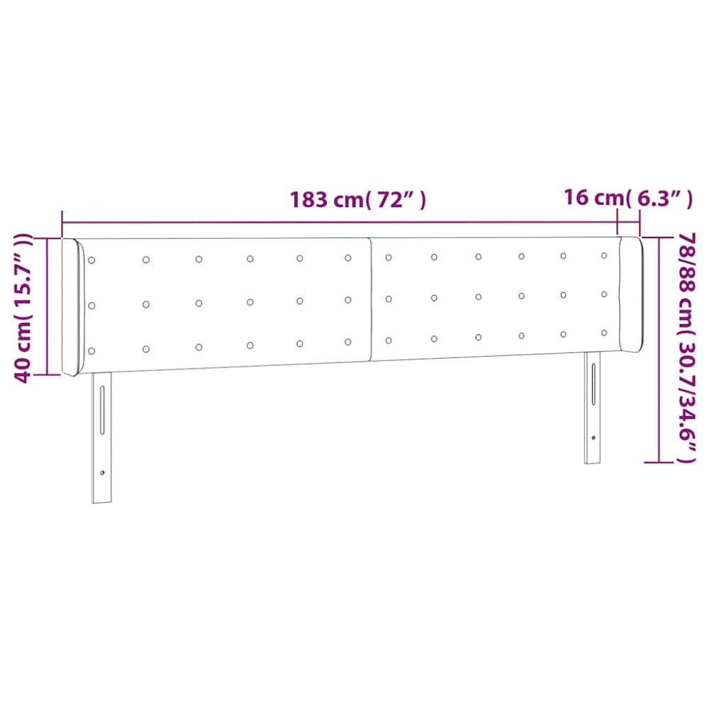 Produktbild för Sänggavel LED mörkblå 183x16x78/88 cm sammet