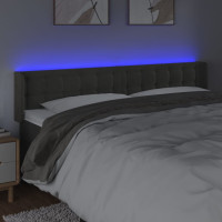 Produktbild för Sänggavel LED mörkgrå 203x16x78/88 cm sammet