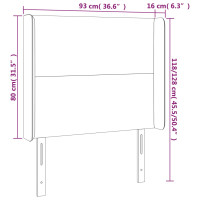 Produktbild för Sänggavel LED mörkgrå 93x16x118/128 cm tyg