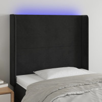 Produktbild för Sänggavel LED svart 103x16x118/128 cm sammet