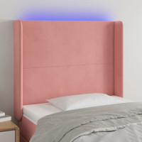 Produktbild för Sänggavel LED rosa 103x16x118/128 cm sammet