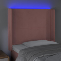 Produktbild för Sänggavel LED rosa 103x16x118/128 cm sammet
