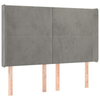 Produktbild för Sänggavel LED ljusgrå 147x16x118/128 cm sammet
