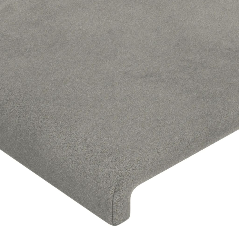 Produktbild för Sänggavel LED ljusgrå 147x16x118/128 cm sammet