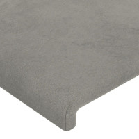 Produktbild för Sänggavel LED ljusgrå 147x16x118/128 cm sammet
