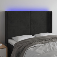 Produktbild för Sänggavel LED svart 147x16x118/128 cm sammet