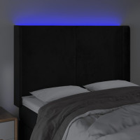 Produktbild för Sänggavel LED svart 147x16x118/128 cm sammet