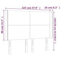 Produktbild för Sänggavel LED svart 147x16x118/128 cm sammet