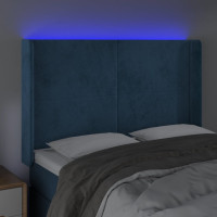 Produktbild för Sänggavel LED blå 147x16x118/128 cm sammet
